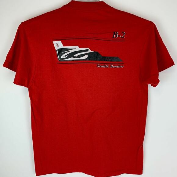 Vintage 90s Stealth Bomber B-2 T Shirt Mens Large Red B2 USAF Air Force USA Made - Picture 3 of 6
